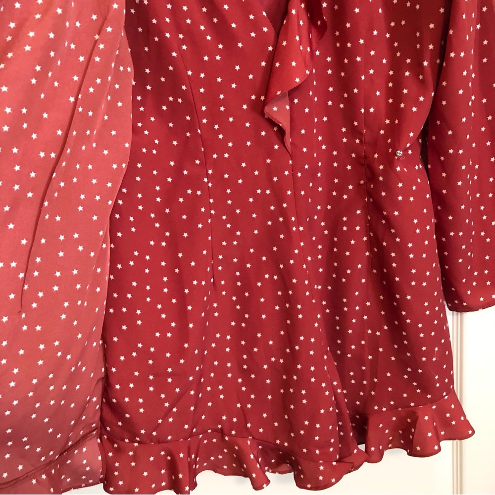 Lovers + Friends Star Print Ruffle Wrap Romper Skort Shorts - Picture 7 of 10